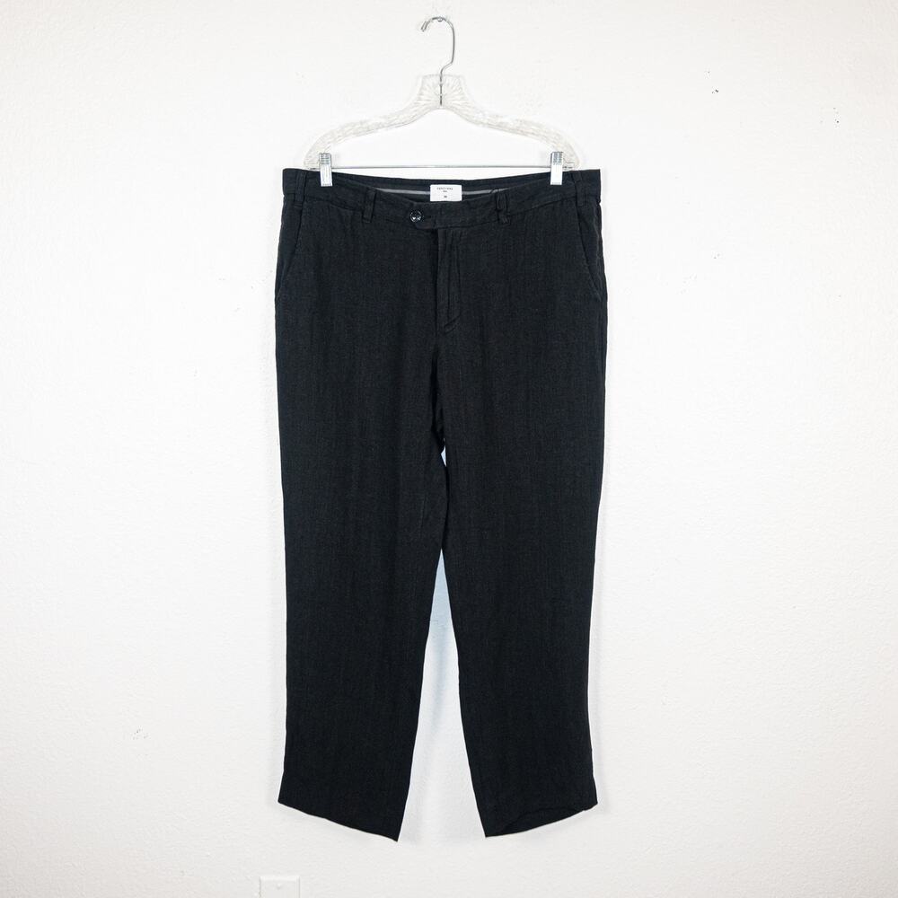 Percival Men's Linen Tailored Trouser Pants in Black size 38 NWT